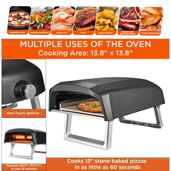 Bakebros by Foodparty Outdoor Pizza Oven (Titan Gray) Portable Gas-Fired  Outside Ovens with Pizzas Peel