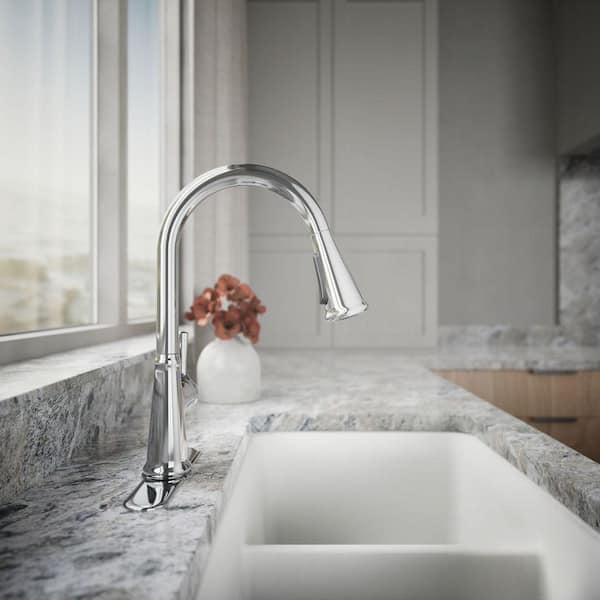 Robinet D'évier Kohler K-7218-CP – Chrome Poli, Montage Sur Pont, 1 Trou, Neuf