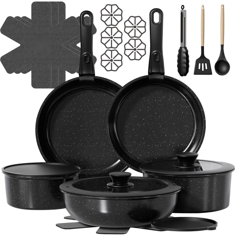 23 Pcs Black Ceramic Nonstick Induction Cookware Set with Detachable Handles, Oven Safe, Non Toxic price history on PriceWatchPro