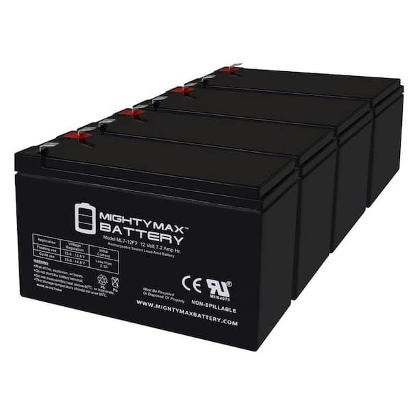 MIGHTY MAX BATTERY 12V 7Ah F2 Replacement Battery for Go-Ped ESR 750EX Electric Scooter - 4 Pack