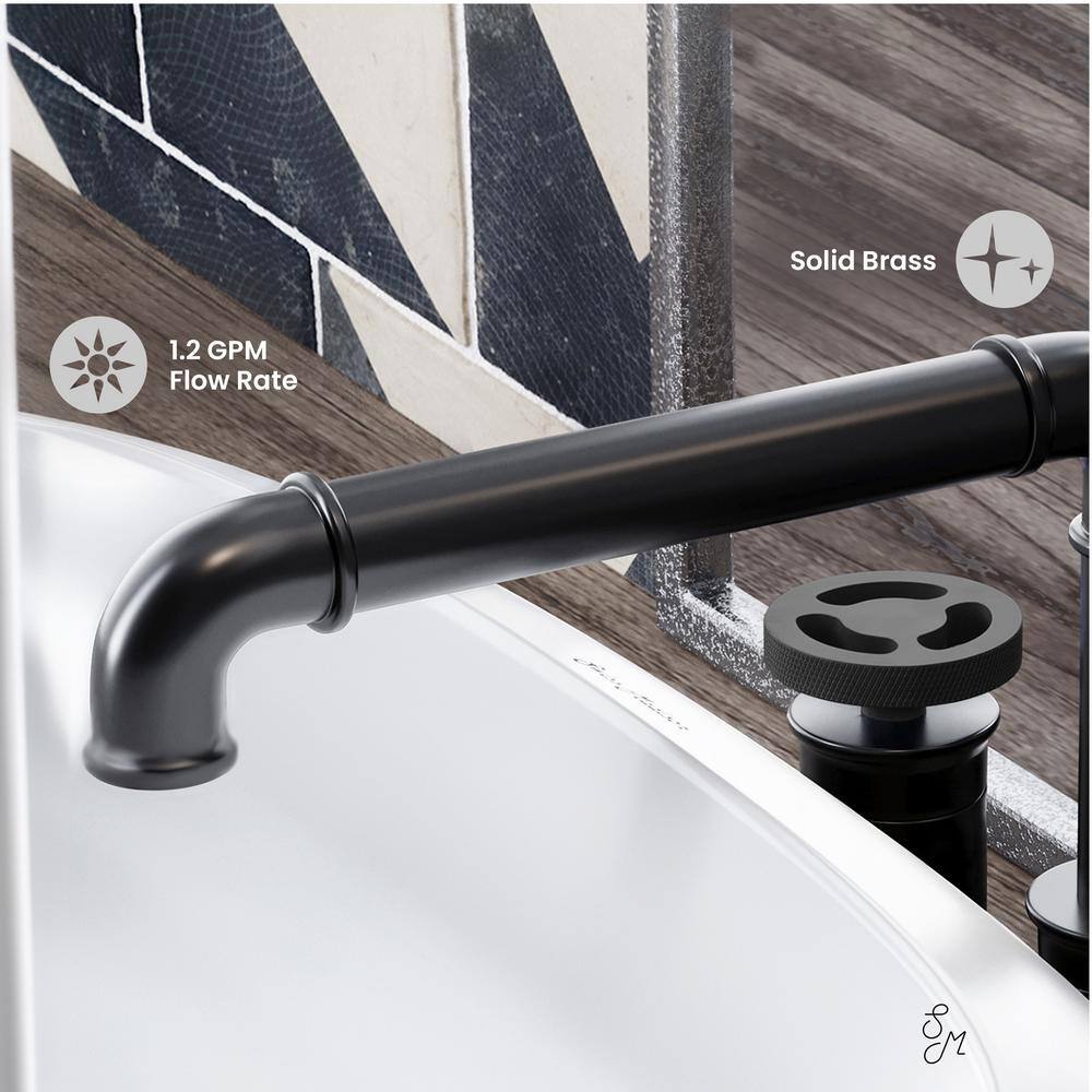 Avallon Matte Black Double-Handle Widespread Bathroom Faucet