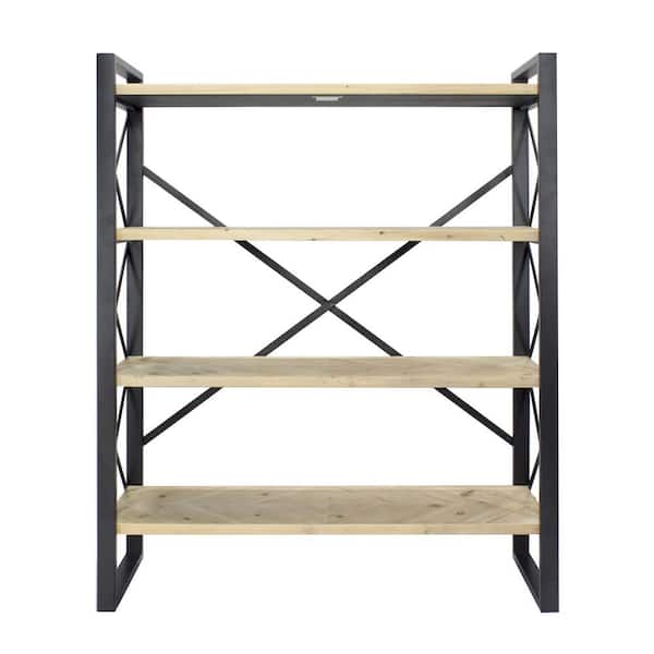HomeRoots Shelly Natural 4-Tier Steel Wire Shelving Unit (39.75 in. W x 48.5 in. H x 13 in. D)