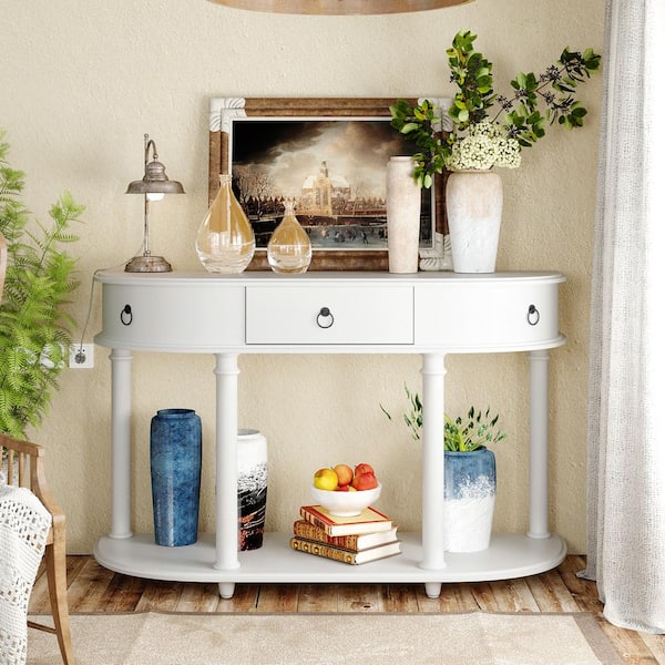 white retro console table