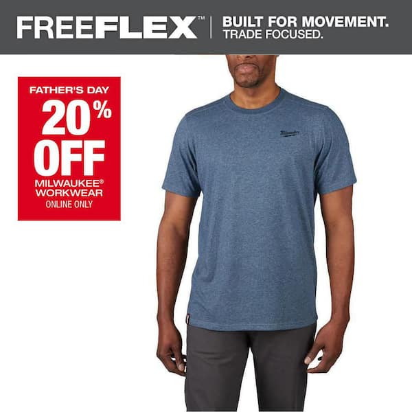 Men's 2X-Large Blue Cotton/Polyester Short-Sleeve Hybrid Work T-Shirt