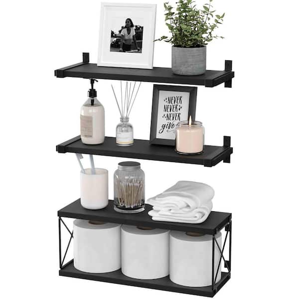 Unbranded 16.5 in. W x 6 in. D Wood Floating Decorative Wall Shelf Set of 4