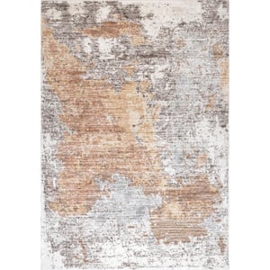 Ryann Contemporary Faded Abstract Light Gray 8 ft. 10 in. x 12 ft. Indoor Area Rug