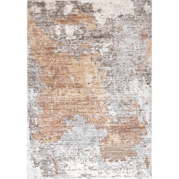nuLOOM Ryann Contemporary Faded Abstract Light Gray 8 ft. 10 in. x 12 ft. Indoor Area Rug