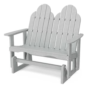 Classic 2-Person Light Gray Plastic Outdoor Adirondack Glider