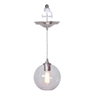 Instant Pendant 1-Light Recessed Light Conversion Kit Brushed Nickel Clear Globe Shade