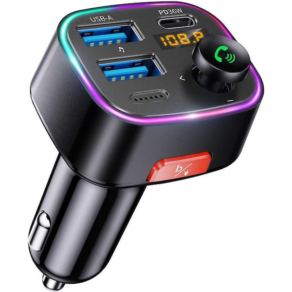 OBJLGEV Bluetooth 5.4 FM Transmitter Car Adapter 48W PD 36W 12W HiFi Bass Sound-Wireless Radio Music Adapter LED Display