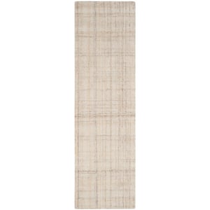 Abstract Ivory/Beige 2 ft. x 12 ft. Striped Runner Rug