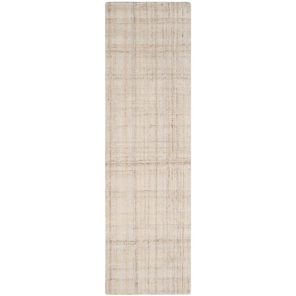 Abstract Ivory/Beige 2 ft. x 16 ft. Striped Runner Rug
