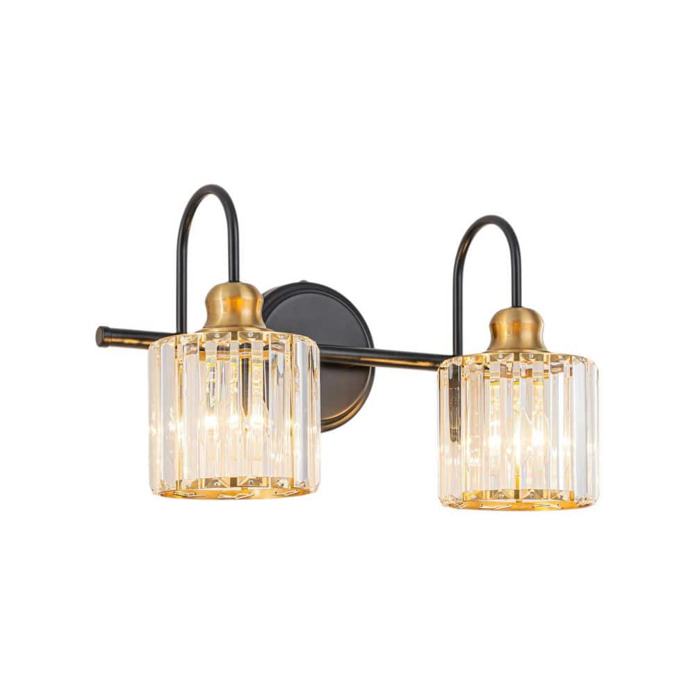 Avenlur 16 in. W 2-Light Modern Aged Brass Linear Crystal Bathroom Vanity Light price history on PriceWatchPro