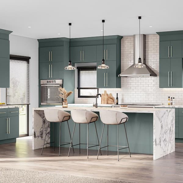 Home Decorators Collection - Hargrove 12 in. W x 21 in. D x 34.5 in. H Assembled Plywood Base Bath Cabinet in Verdant Green with Soft Close LH