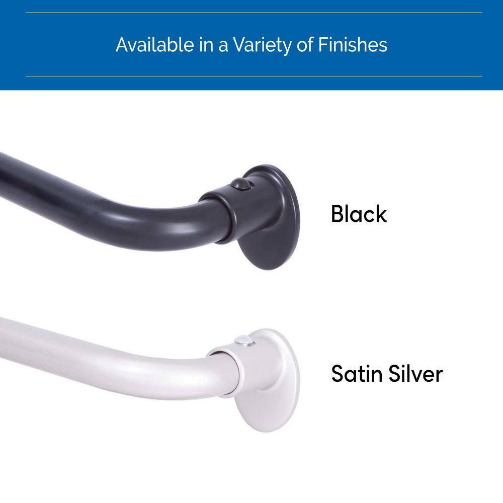 Satin Silver Adjustable Blackout Curtain Rod 28-48" Steel