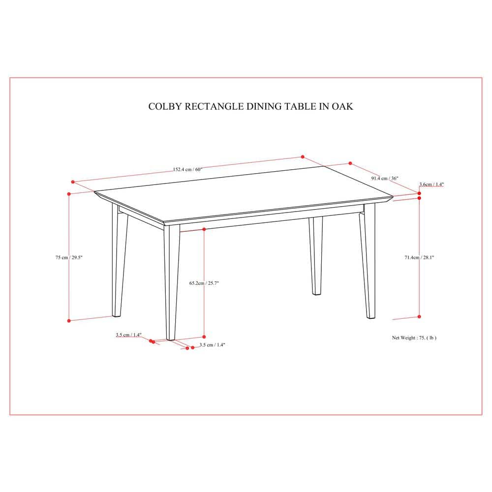 Colby Solid Oak Rectangular Dining Table for Six