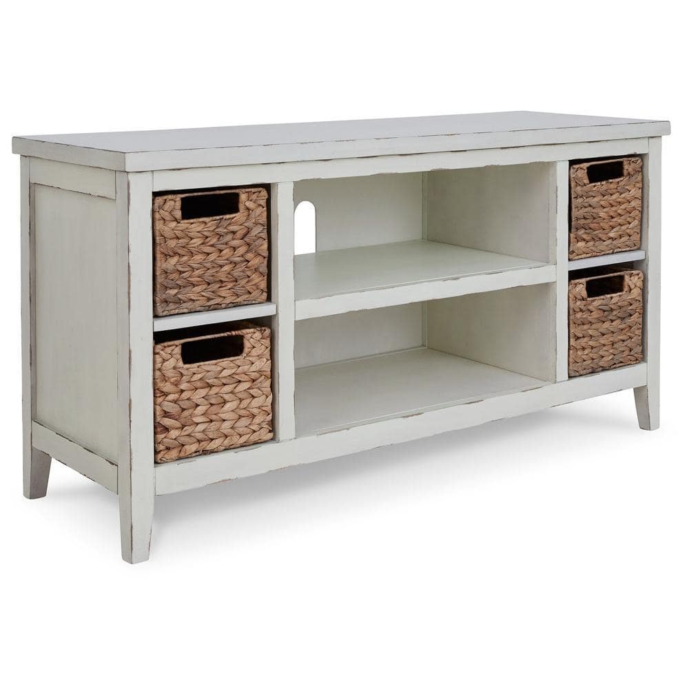 Benjara 47.13 in. White and Brown Wood TV Stand Fits TVs up to 50 In