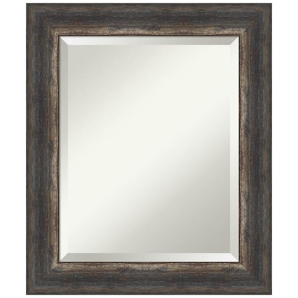 Amanti Art Medium Rectangle Bark Rustic Char Beveled Glass Casual Mirror (25.25 in. H x 21.25 in. W)