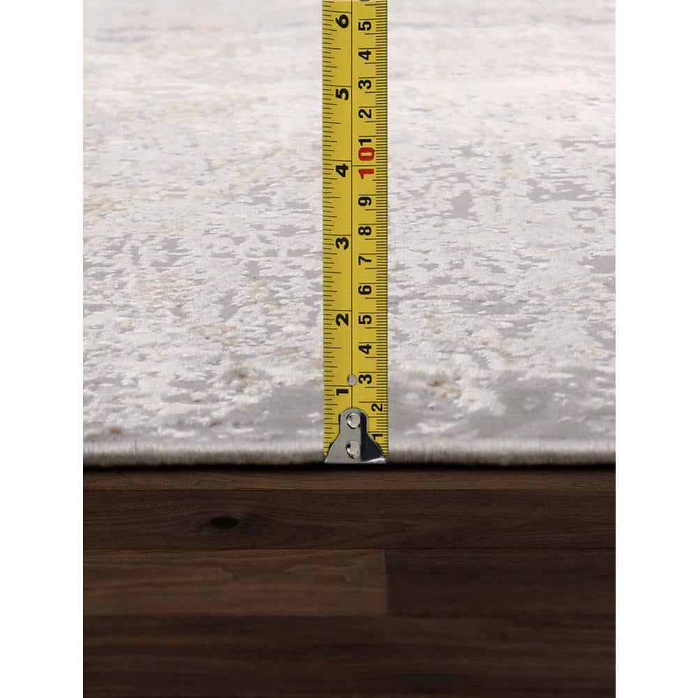Stella Light Gray Abstract Rectangular 8' x 10' Viscose Area Rug