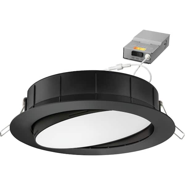 Lithonia Lighting 6 in. Selectable Color Temperature New Construction or Remodel Recessed Integrated LED Gimbal Kit Matte Black
