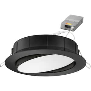 6 in. Selectable Color Temperature New Construction or Remodel Recessed Integrated LED Gimbal Kit Matte Black