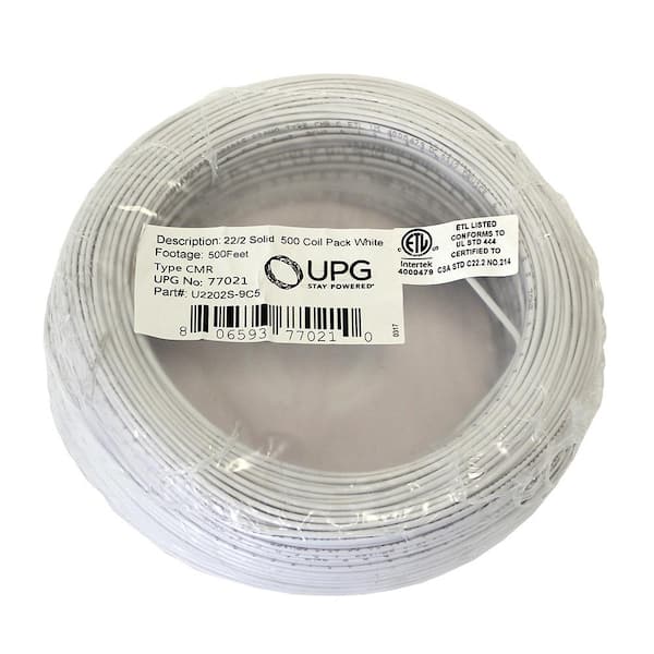 UPG 500 ft. Coil Pack of 22-Gauge 2-Conductor White Alarm Cable