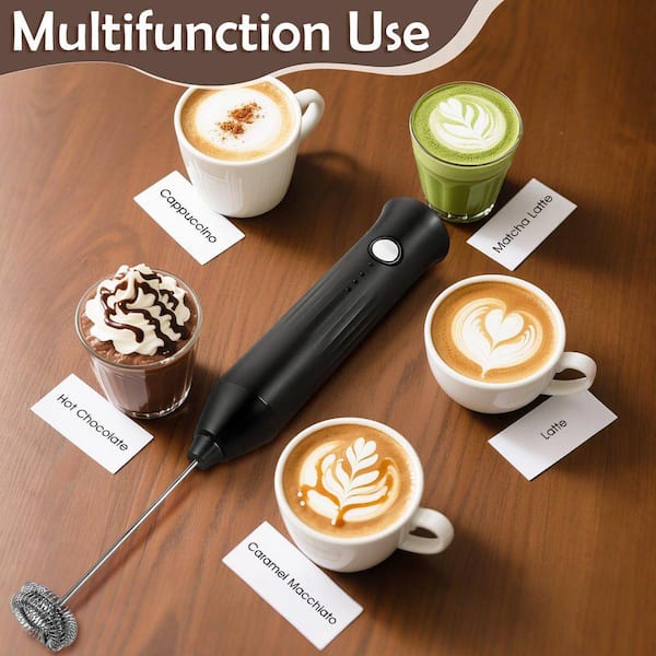 JFVKAF Handheld Electric Milk Frother Wand with 2 Stainless Whisks