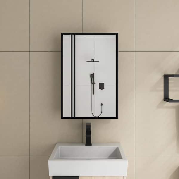 16 in. W x 24 in. H Rectangular Metal Medicine Cabinet with Mirror