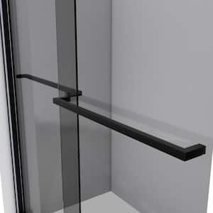 Sapphire 56 in. to 60 in. W x 76 in. H Sliding Semi-Frameless Shower Door in Matte Black with Tinted Glass