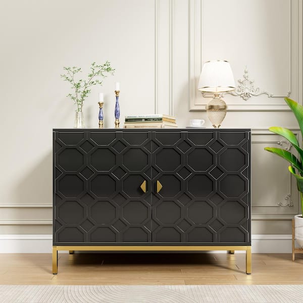 Boyel Living 26.2 in. H Freestanding Storage Cabinet 2-Door Accent Cabinet in Black