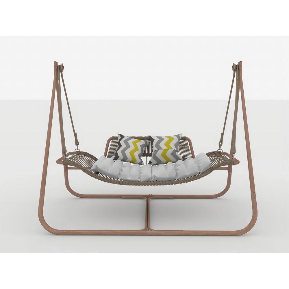 Oversized Double Hammock Swing Chair, Anti-Rust Wood-Colored Frame with Cus