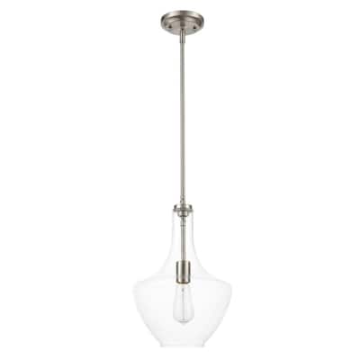 Sienna 1-Light Satin Nickel Pendant with Clear Glass Shade