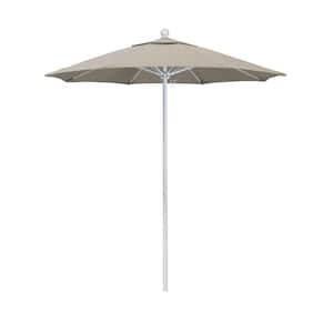 7.5 ft. White Aluminum Commercial Market Patio Umbrella with Fiberglass Ribs and Push Lift in Woven Granite Olefin