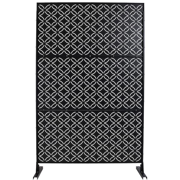 Outdoor and Indoor 6.3 ft. x 4 ft. Freestanding Decorative Privacy Fence Screen Black Metal for Garden Fence