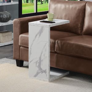 Northfield Admiral 18 in. W White Faux Marble C-Shape End Table