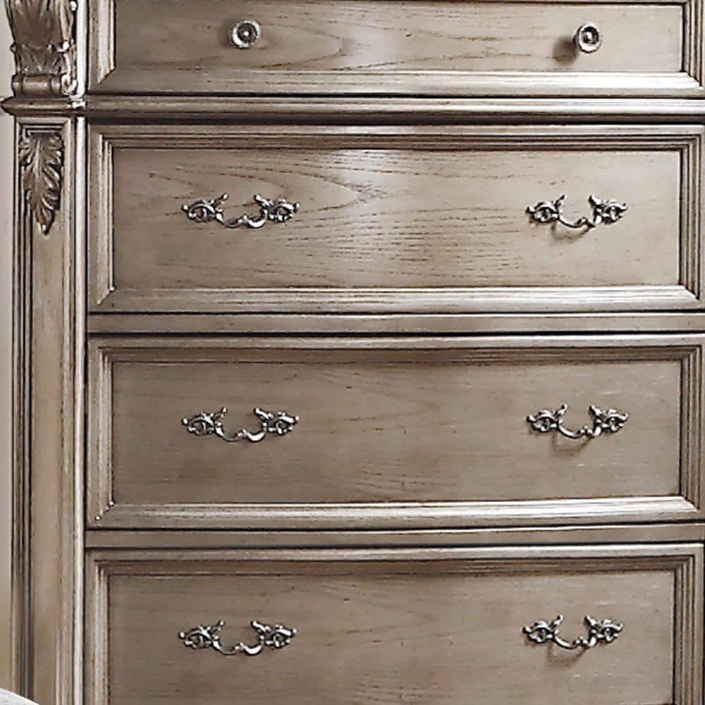 Elegant Gray 45" Antique Silver Chest with Dovetail Drawers