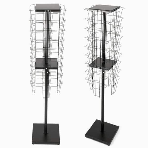 Black 14 in x 63 in Metal 360° Rotating Freestanding Magazine Rack
