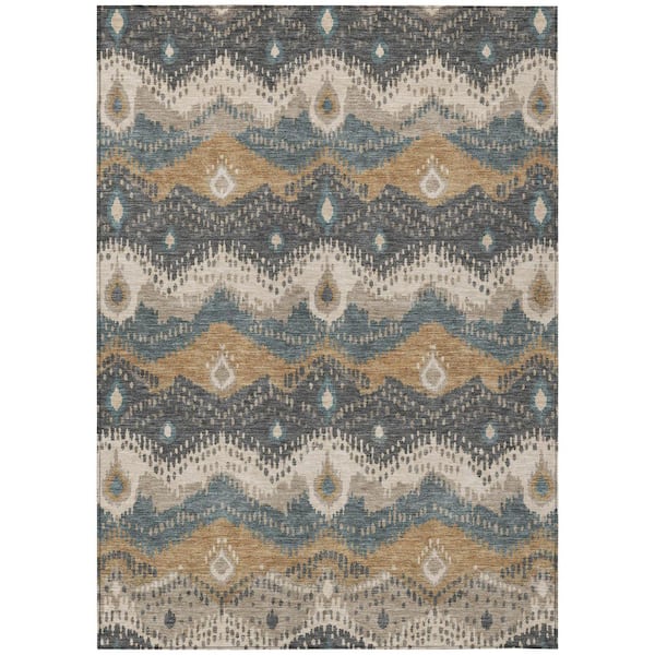 Chantille Machine Washable Indoor/Outdoor Abstract ACN3074 Graphite 5 ft. x 7 ft. 6 in. Area Rug