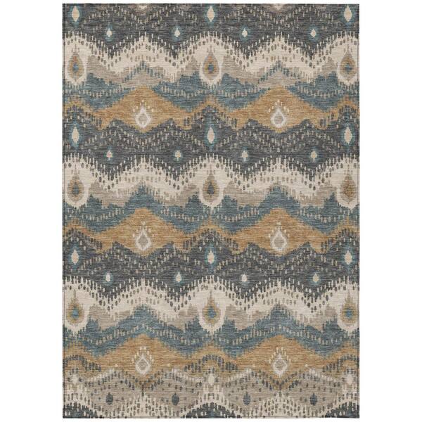 Chantille Machine Washable Indoor/Outdoor Abstract ACN3074 Graphite 8 ft. x 10 ft. Area Rug