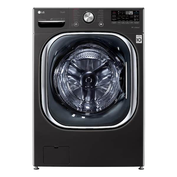 LG 5.0 cu. ft. High Efficiency Stackable Smart Front Load Washer with TurboWash360, Steam and Auto-Dispense in Black Steel