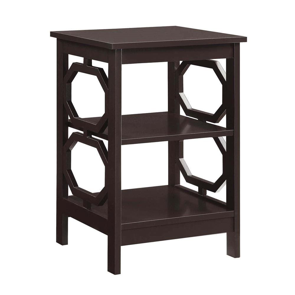 Espresso Square End Table with Octagon Cut Outs