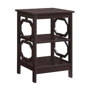 Omega 15.75 in. (W.) Espresso 23.75 in.(H) Square Wood End Table with Shelves