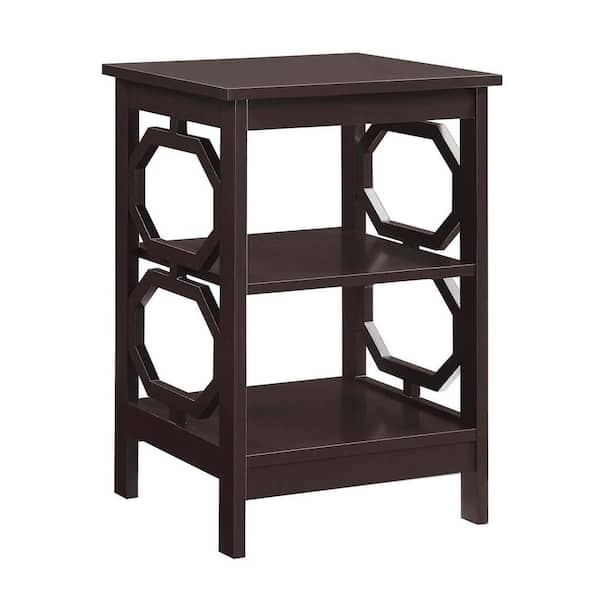 Convenience Concepts Omega 15.75 in. (W.) Espresso 23.75 in.(H) Square Wood End Table with Shelves