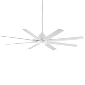 Mocha XL 66 in. 3000K Integrated LED Indoor Outdoor Matte White Smart Compatible Ceiling Fan with Light Kit and Remote