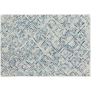 SUSSEXHOME Hudson Cotton Navy 2 ft. x 3 ft. Thin Non Slip Indoor