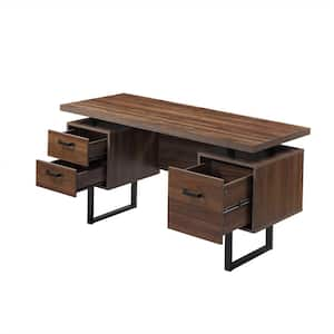 BYBLIGHT Lanita 60 in. L Shaped Desk Rustic Brown Black Engineered Wood  Metal Frame Computer Desk with File Cabinet BB-XK00149-RM - The Home Depot