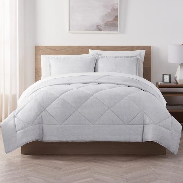 Serta Supersoft 5 Piece Light Grey, Light Grey Twin Bed Comforter