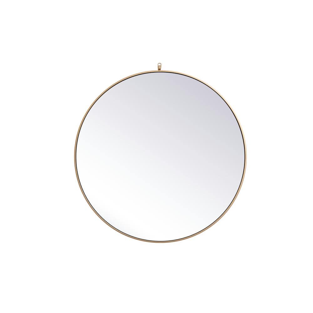 Medium Round Brass Modern Mirror (39 in. H x 39 in. W)