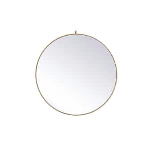 Medium Round Brass Modern Mirror (39 in. H x 39 in. W)