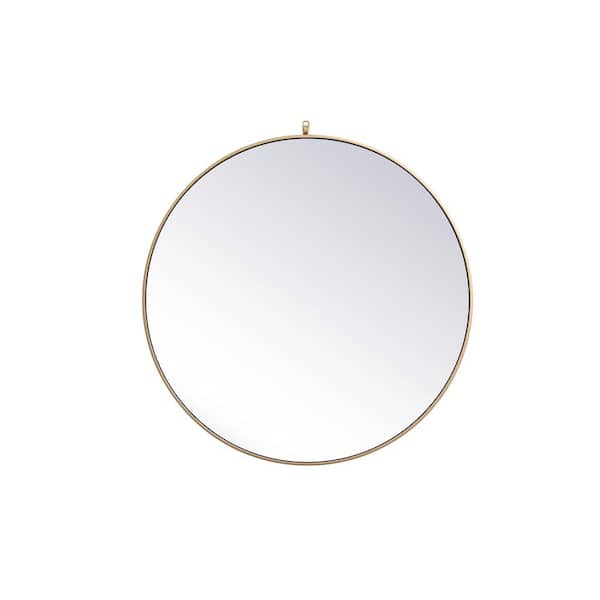 Unbranded Medium Round Brass Modern Mirror (39 in. H x 39 in. W)